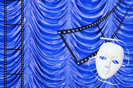 white drama masks in studioの写真素材