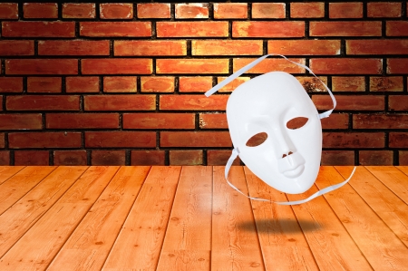 white drama masks in studioの写真素材