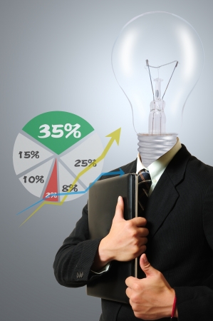 Lamp businessman with creative thinking ideaの写真素材