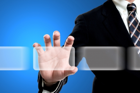Businessman select bottom icon for do somethingの写真素材