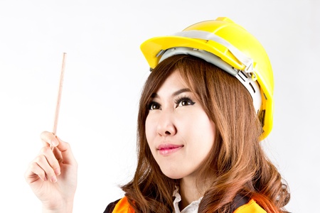 Portrait Asian Engineer with work concept in studioの写真素材