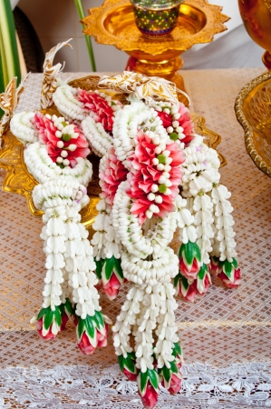 Garland of Thailand  on the tableの写真素材