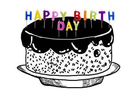 happy birthday candles isolated with white background