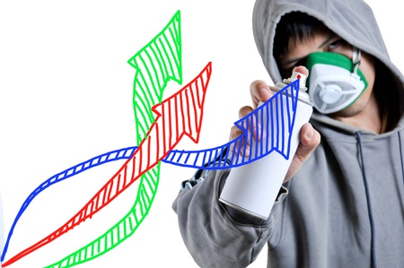 Paint your growing graph with hip hop peopleの写真素材