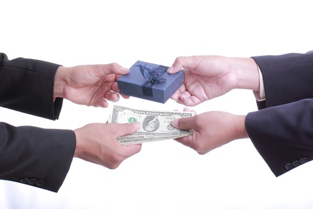 Businessman give gift for good relationship in your business