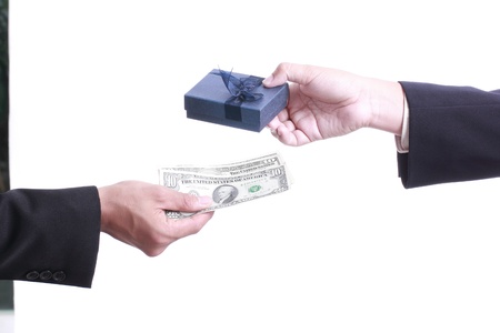 Businessman give gift for good relationship in your businessの写真素材