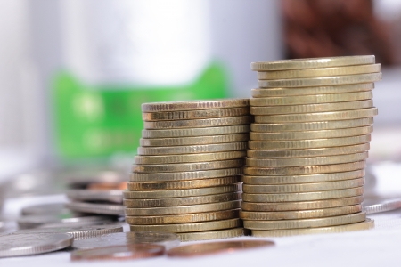 Stack coin up with white background