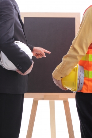 Engineer discuss and present his job for prepare to do something with their projectの写真素材