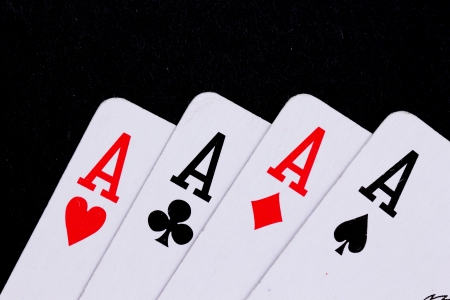 poker cards with black background in Casinoの写真素材