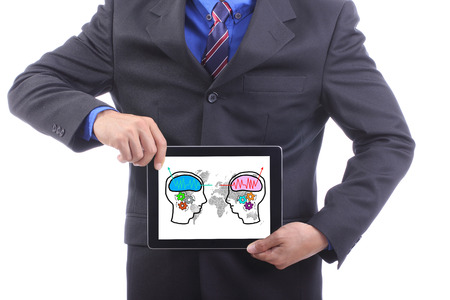 businessman send golden boton for team work in concept teamwork の写真素材