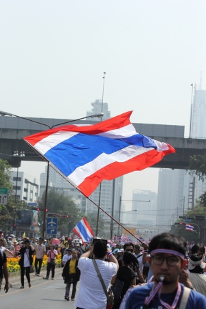 BANGKOK - DEC 9  Many 5 milion people walked for anti government corruption on Jun 09, 2013 in Bangkok, Thailand  The protesters required Yingluck Shinawatra Prime Minister resign のeditorial素材