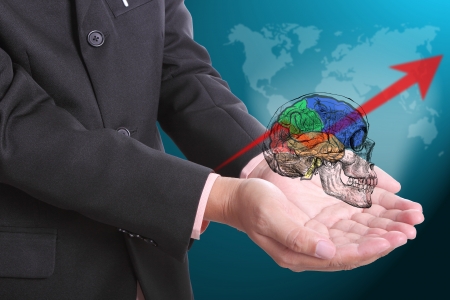 Businessman cover your idea business with your handの写真素材