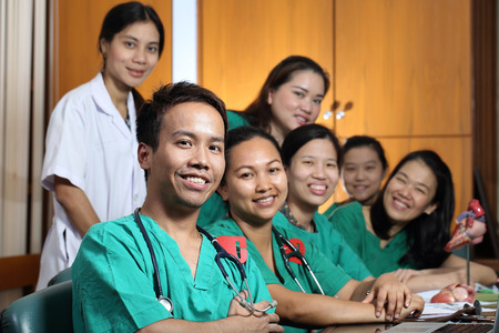 Medical Group studying Cardiologist in Classroomの写真素材