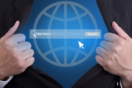 Open your search your website technology inside his body for show conceptの写真素材