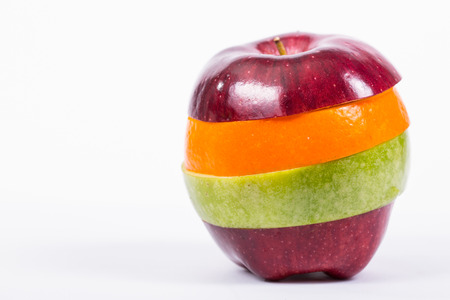 Close up mixed fruit with white backgroundの写真素材