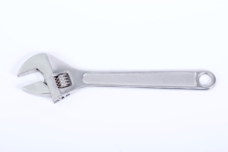 Close up Adjustable wrench on the white background