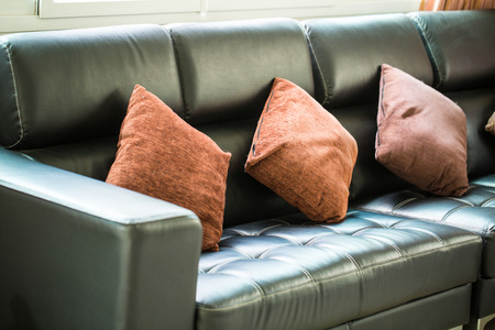 Sofa and pillows interior inside guest roomの写真素材