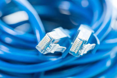 LAN cable line isolated with white backgroundの写真素材