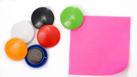 Colorful magnet paper isolated with white bakcgroundの写真素材
