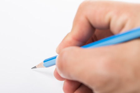 Writing with right hand for Education with white background