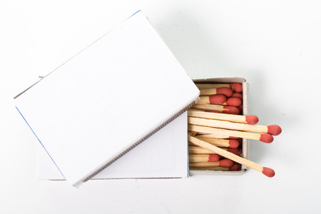Match and matchbox isolated with white background