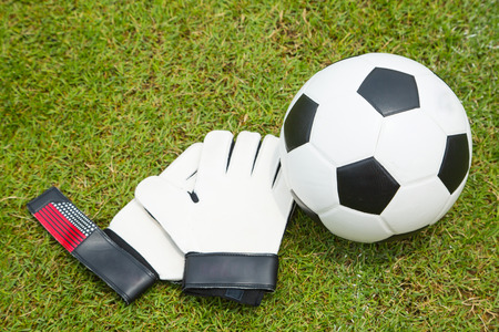 Soccer ball set for shoot  in football stadiumの写真素材