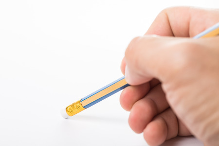 Pencil erased something isolated with white backgroundの写真素材