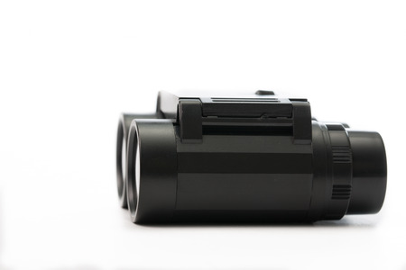 Black Binoculars isolated on white backgroundの写真素材