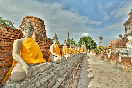 Wonderful Twilight time in Ayutthaya Thailand Temple. Wonderful night and Wonderful Twilight time.の写真素材