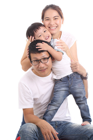 Family portrait with white background.の写真素材