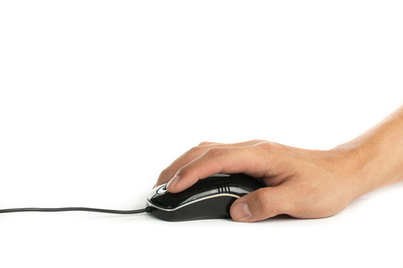 Use finger drag the mouse to select data and information with computer mouse.の写真素材