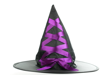 witch  black color hat on white backgroundの写真素材
