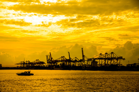 Port container terminal for transporatation your product in the morning.の写真素材