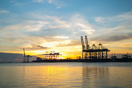 Port container terminal for transporatation your product in the morning.の写真素材