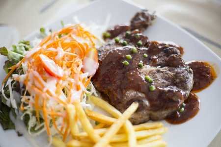 Pork steak food for lunch.の写真素材