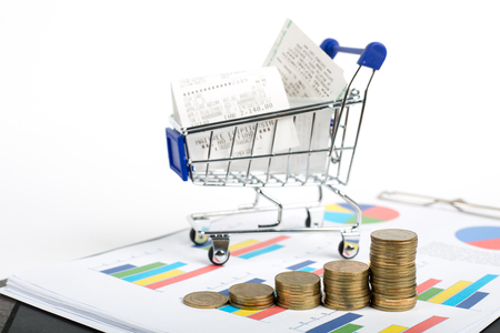 Bill paper after shopping with credit card.の写真素材