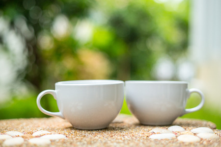 White coffee cup for your coffee in the morning.の写真素材