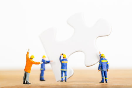 Start up your business idea of Engineer team with jigsaw puzzle.の写真素材