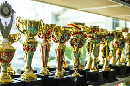Trophy awards for champion leadership in tournamentの写真素材