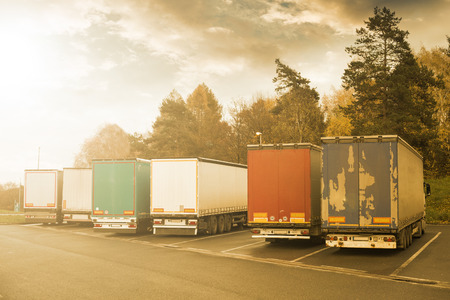 Truck transportation on bus stop station for relaxing for logistic product to cargo.の写真素材
