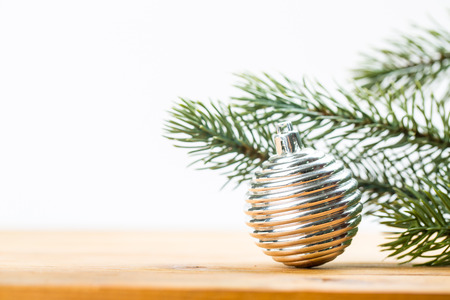 Christmas objects hang on the christmas treeの写真素材