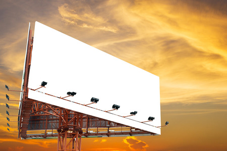 Blank large billboard against with twilight timeの写真素材