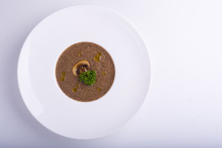 Wild Mushroom soup with white background.の写真素材