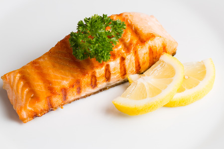 Salmon steak food prepare for serve to customer.の写真素材