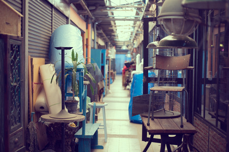 Vintage and old furniture beside homeの写真素材