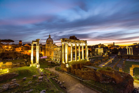Roman forum ancient building landmark history in Rome Italy.の写真素材