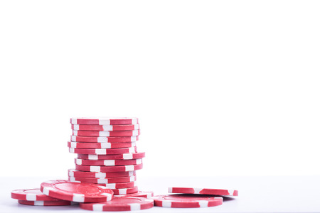 Poker chips for casino game on the table.の写真素材