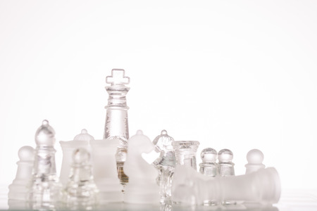 Business chess competion strategy with white background.の写真素材