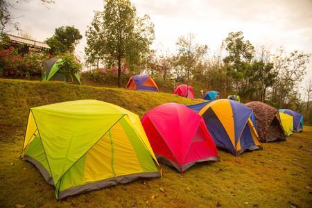 Colorful Camping tents in Thailand.の写真素材