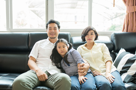 Asian family happy portrait at home.の写真素材